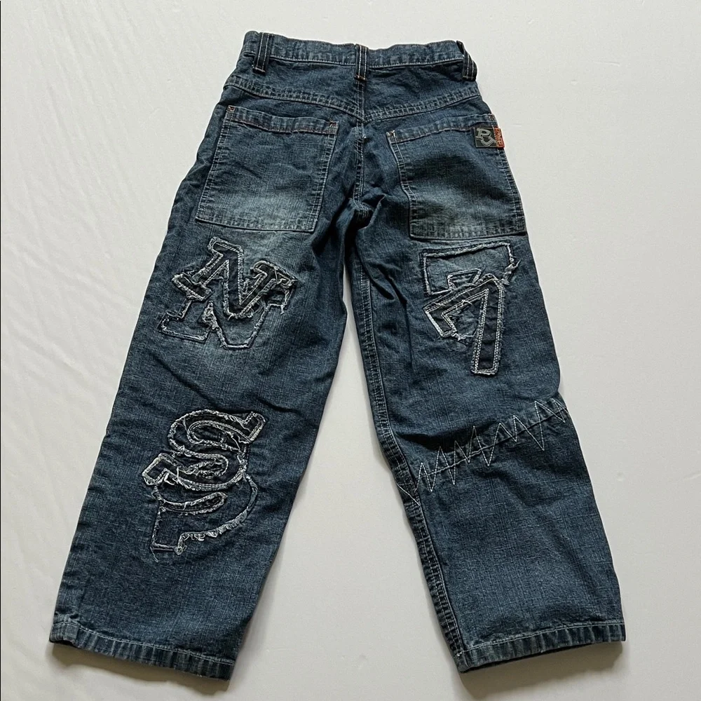 Paco Jean Company Letter Patch Faded jeans Grunge Punk Street 90’s Y2K Kids 6